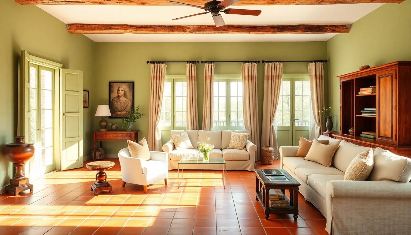 Tomettes rouges avec couleurs murales associées